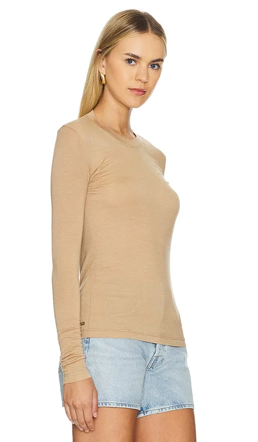 ALALA Cashmere Crew Neck Tee in Tan