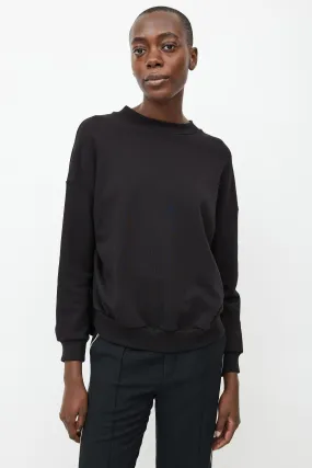 Black Satin Panelled Crewneck