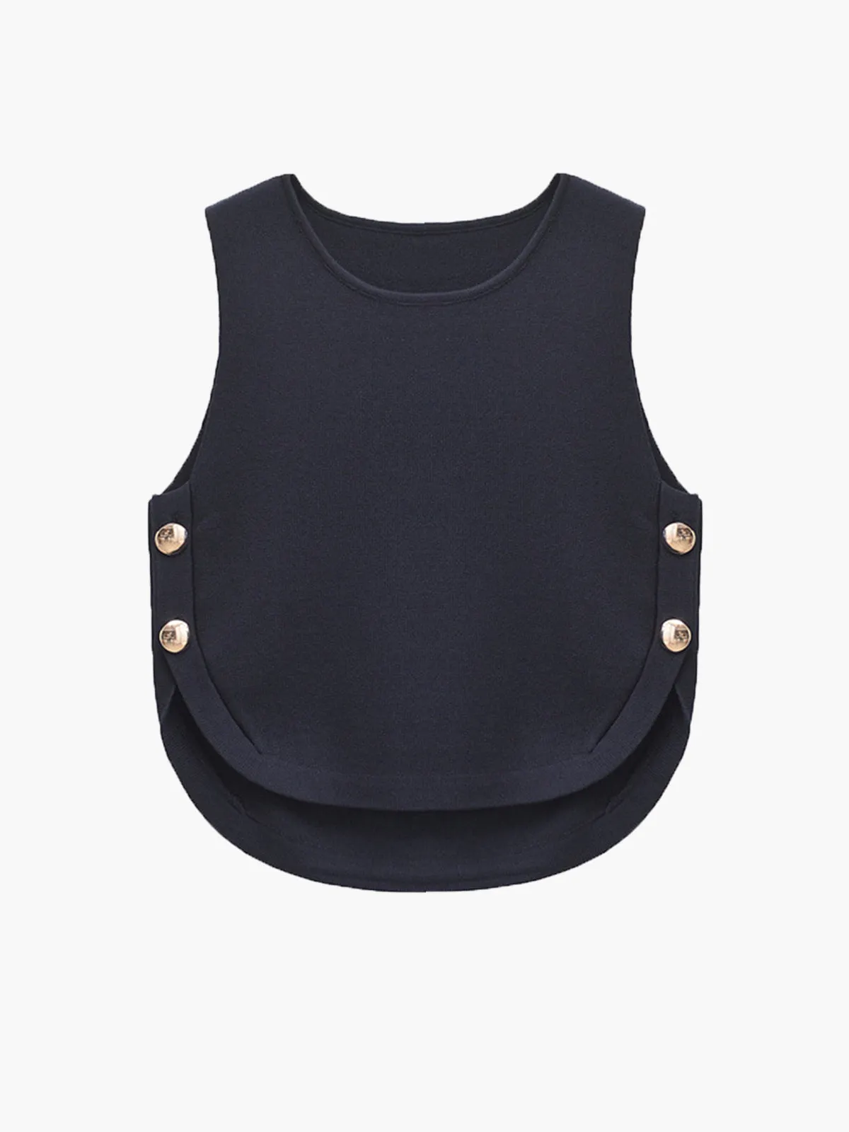 Button Decor Slit Sweater Vest