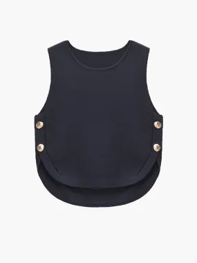 Button Decor Slit Sweater Vest