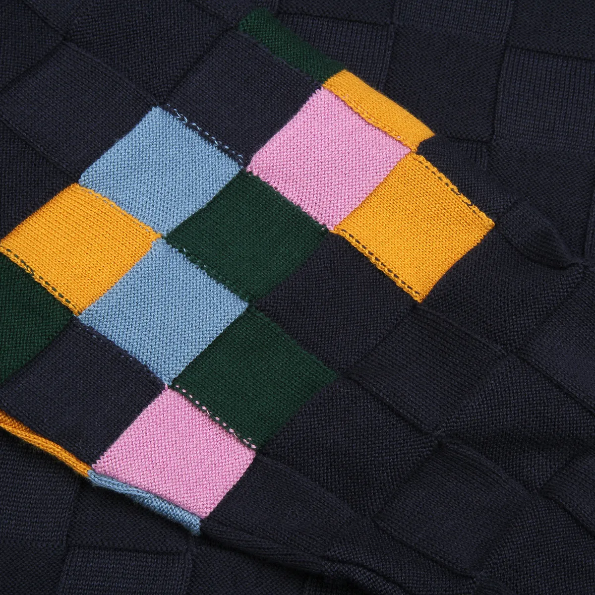 Checked Panel Knitted Crewneck
