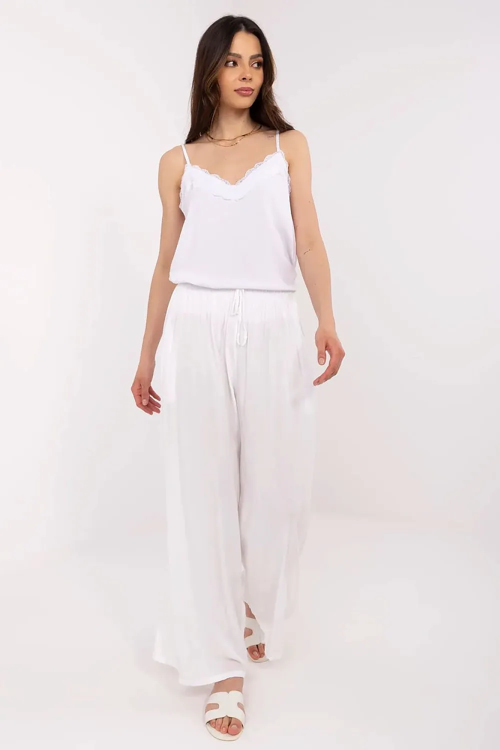 Light Blue High-Waisted Palazzo Pants - Viscose Wide-Leg Trousers