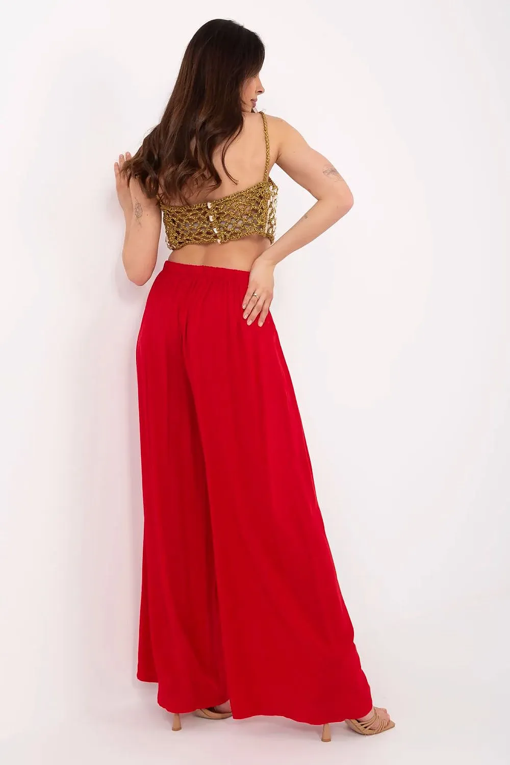 Light Blue High-Waisted Palazzo Pants - Viscose Wide-Leg Trousers