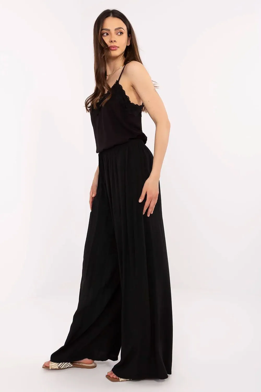 Light Blue High-Waisted Palazzo Pants - Viscose Wide-Leg Trousers
