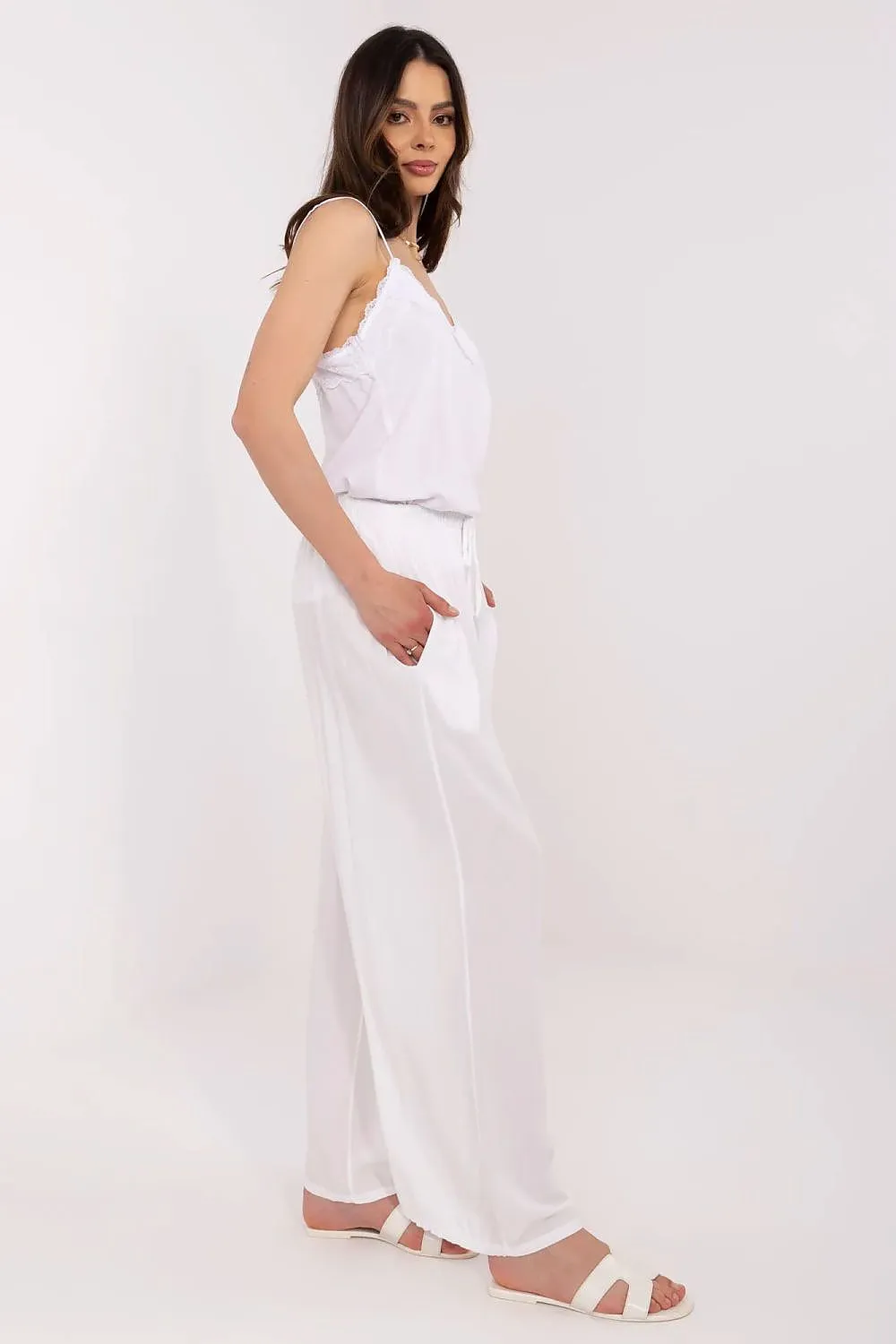 Light Blue High-Waisted Palazzo Pants - Viscose Wide-Leg Trousers