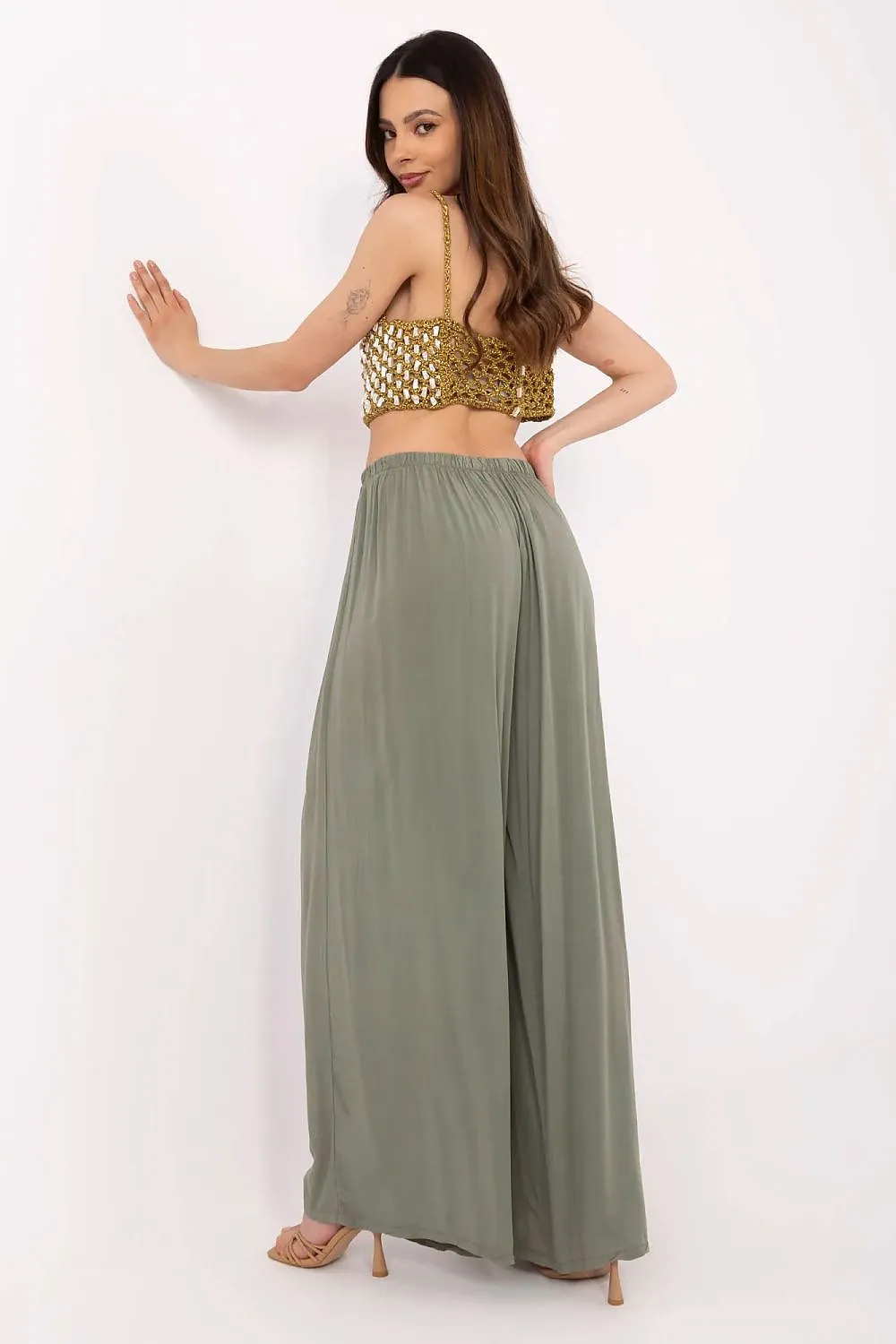 Light Blue High-Waisted Palazzo Pants - Viscose Wide-Leg Trousers