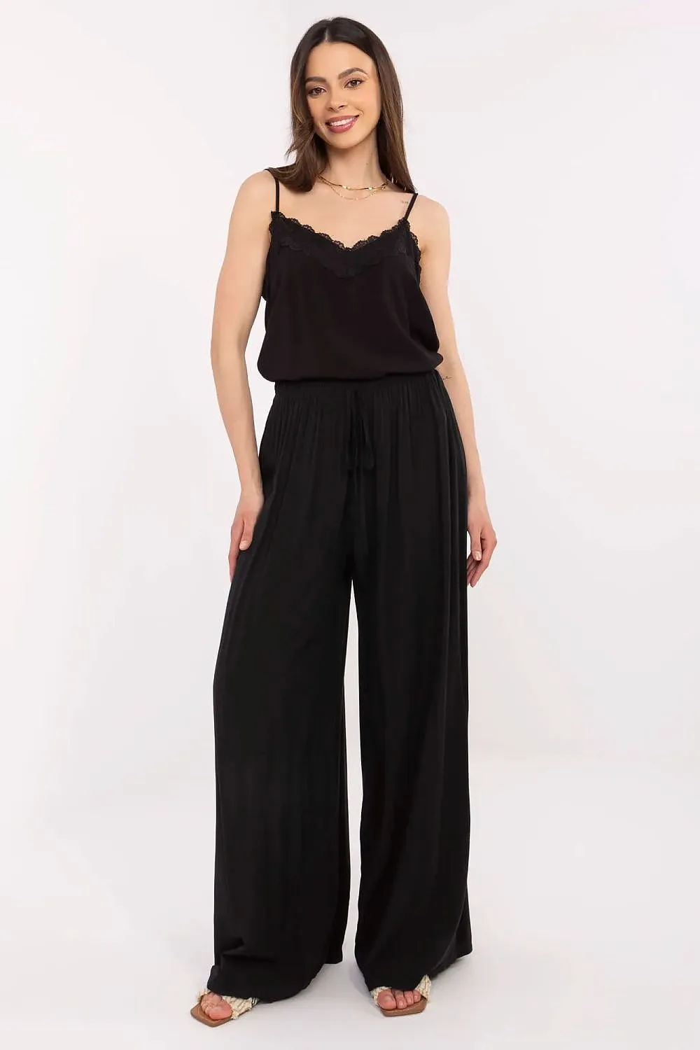 Light Blue High-Waisted Palazzo Pants - Viscose Wide-Leg Trousers