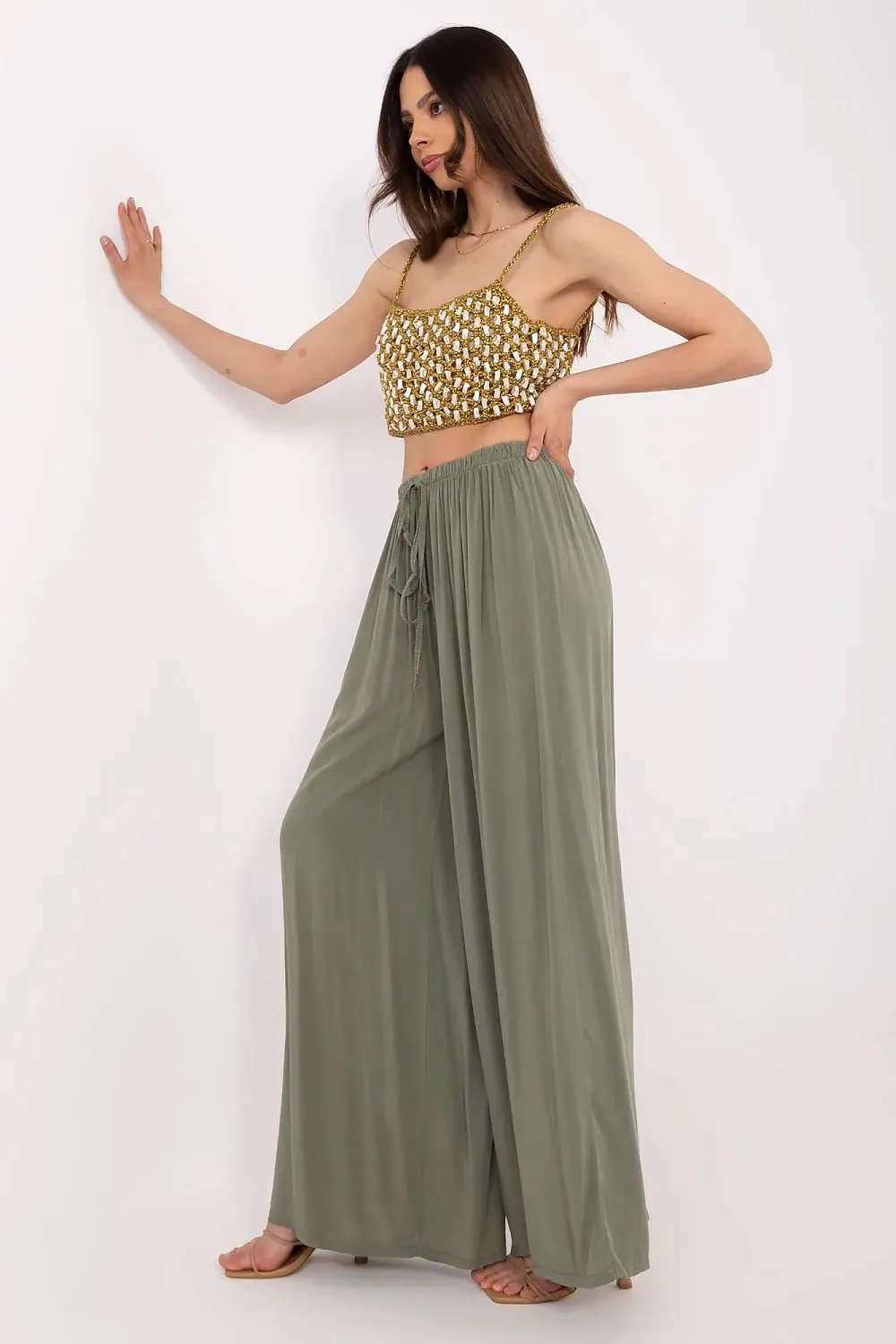 Light Blue High-Waisted Palazzo Pants - Viscose Wide-Leg Trousers