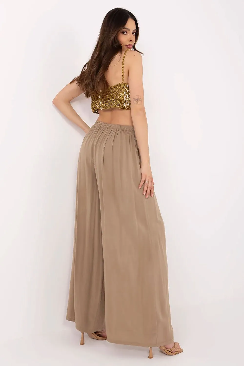 Light Blue High-Waisted Palazzo Pants - Viscose Wide-Leg Trousers