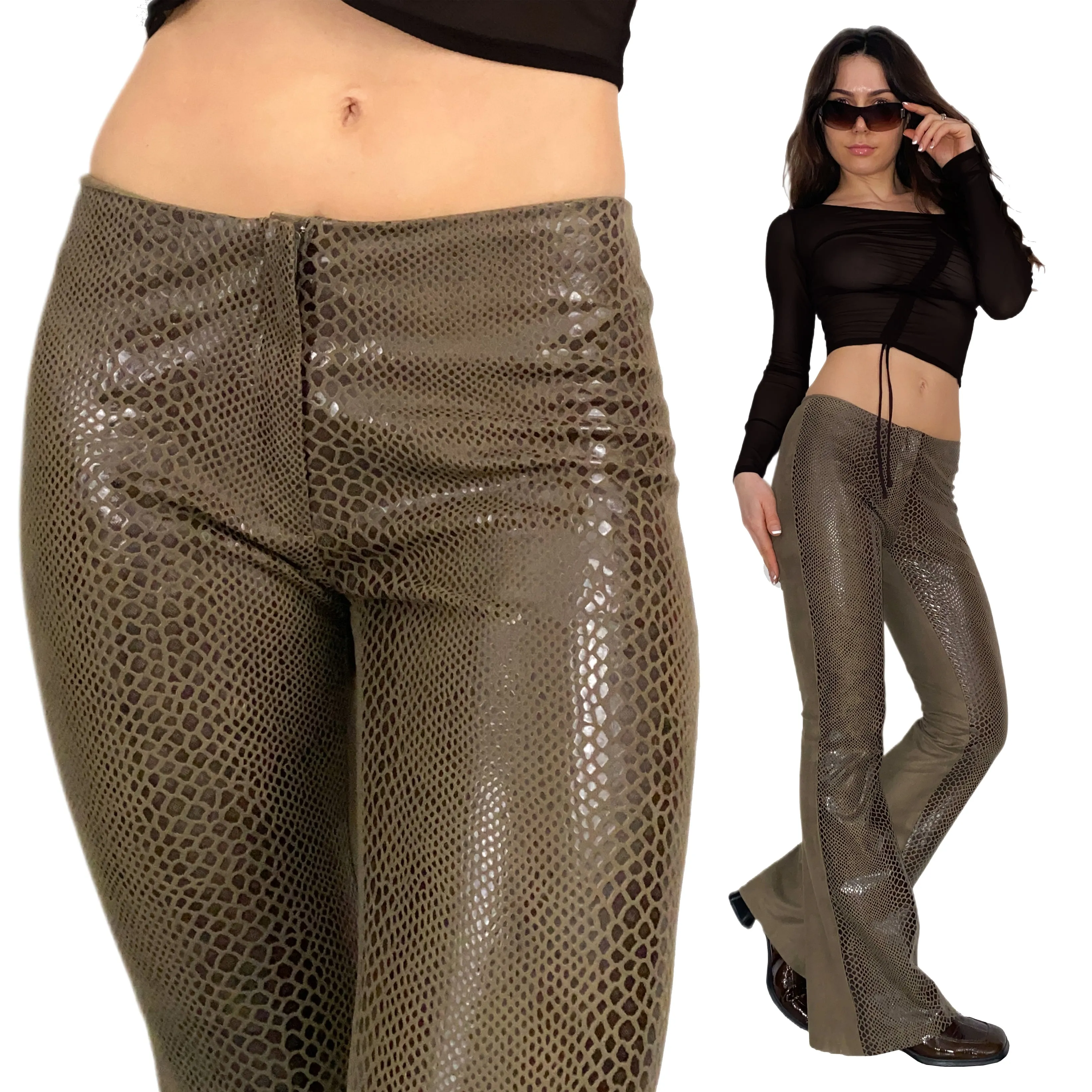 Low Rise Snakeskin Flares (XS)