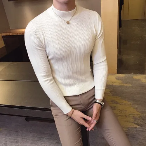 Pullover Men's Sweaters 2022 Korean Casual Striped Solid Sweater Men