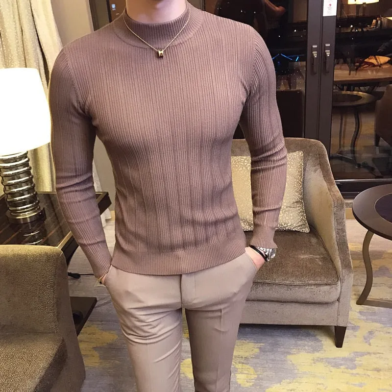 Pullover Men's Sweaters 2022 Korean Casual Striped Solid Sweater Men