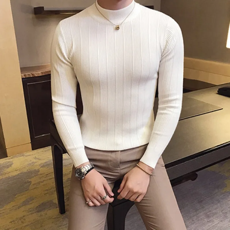 Pullover Men's Sweaters 2022 Korean Casual Striped Solid Sweater Men