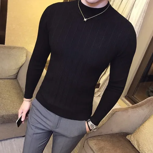 Pullover Men's Sweaters 2022 Korean Casual Striped Solid Sweater Men