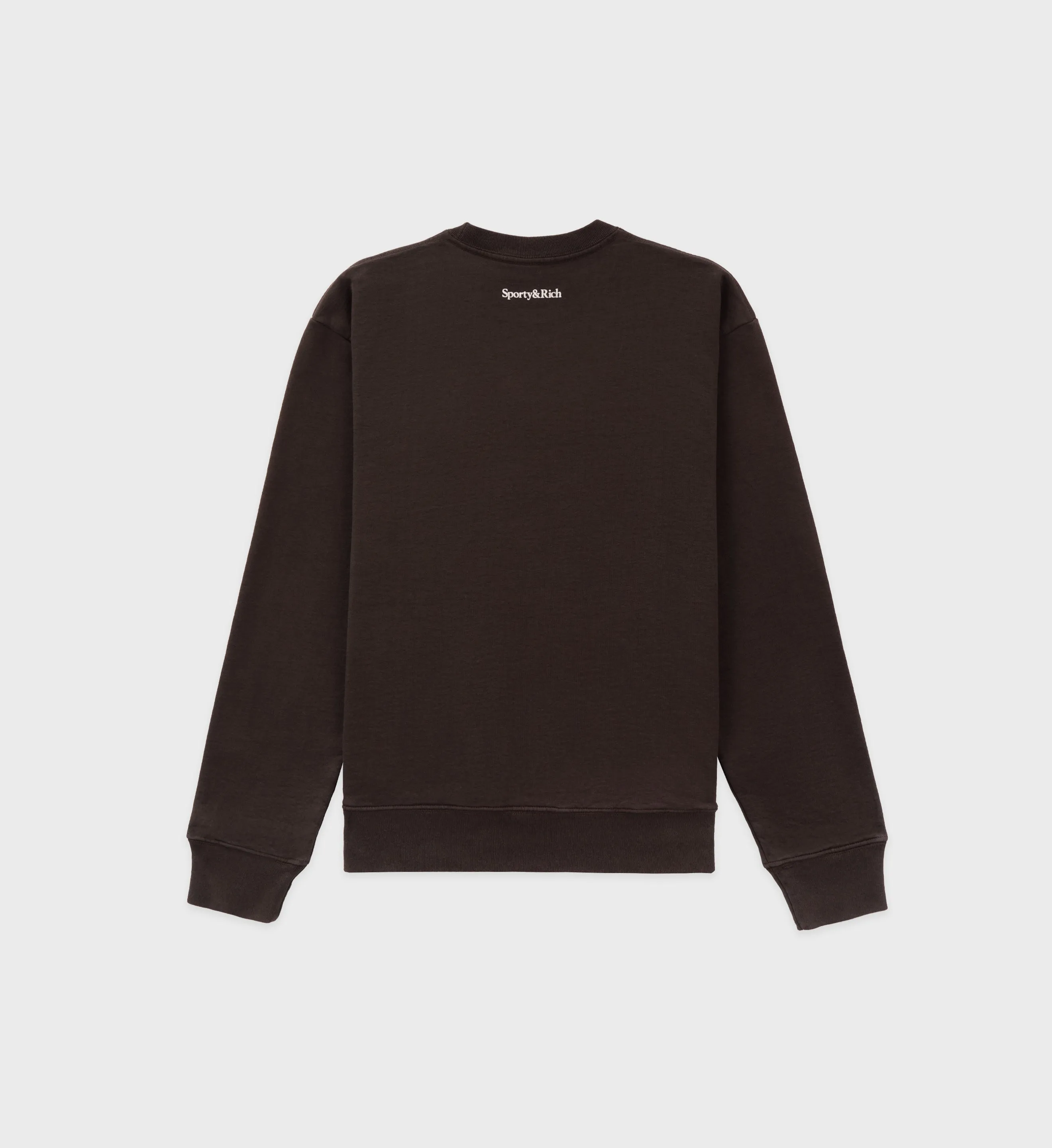 Wellness Club Flocked Crewneck - Chocolate/Cream