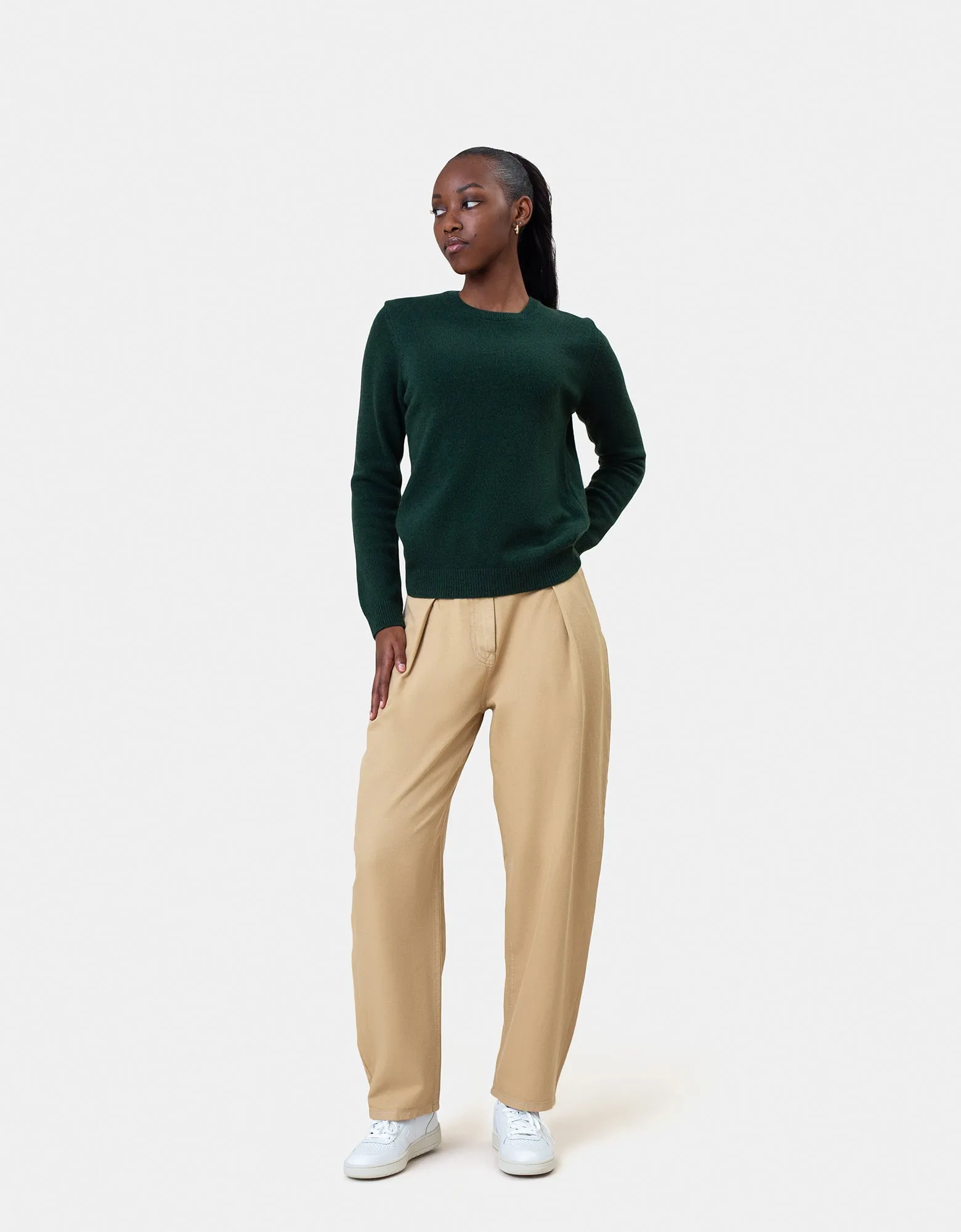 Women Classic Merino Wool Crew - Coffee Brown