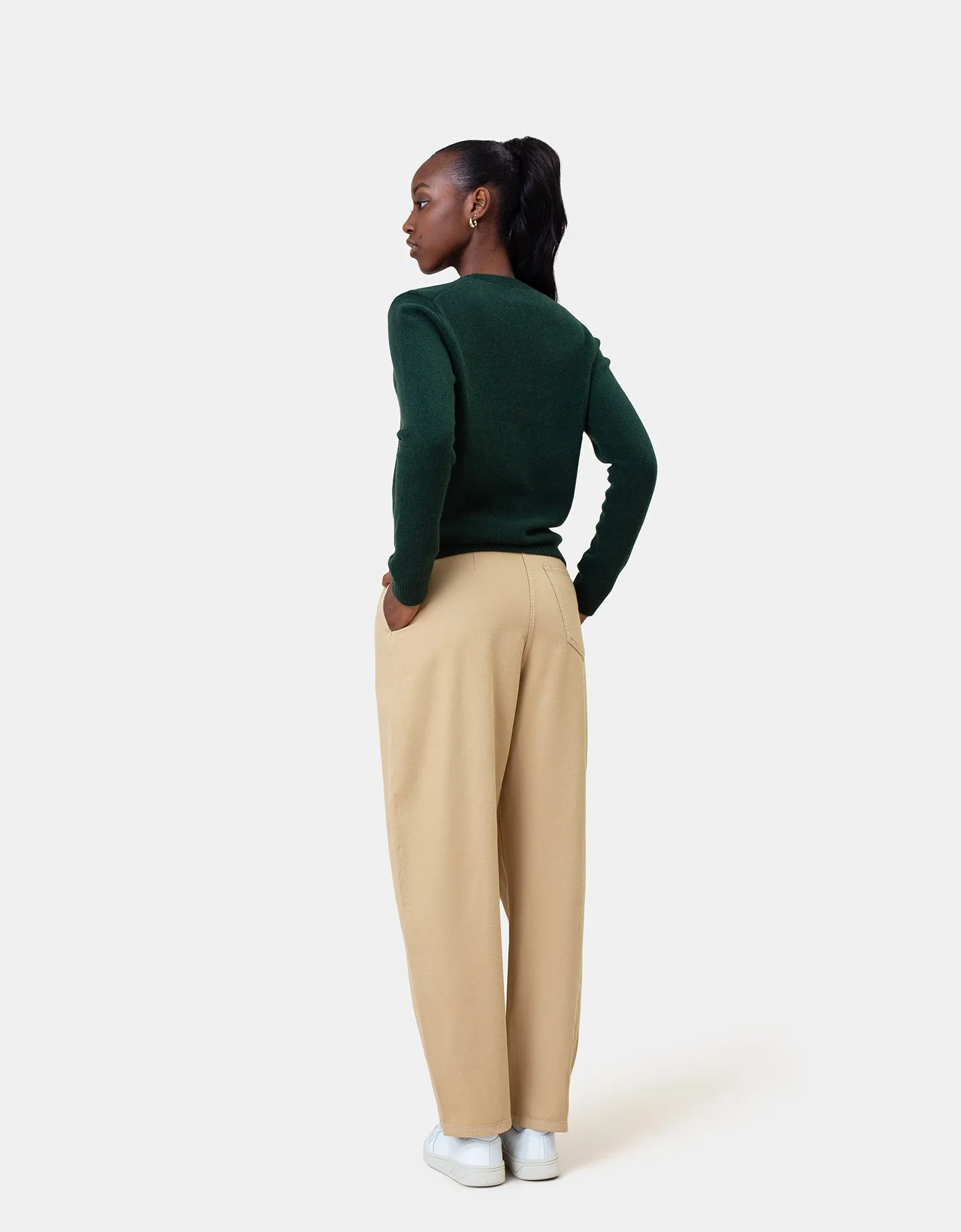 Women Classic Merino Wool Crew - Coffee Brown