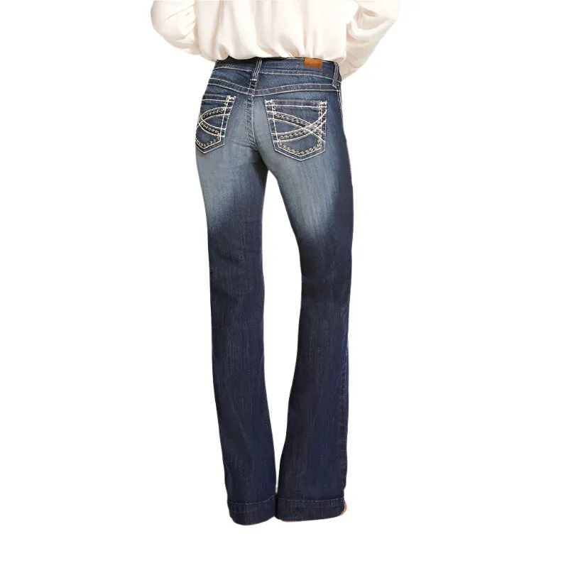 Women's Ariat Trouser Mid Rise Stretch Entwined Wide Leg Jean 10025302