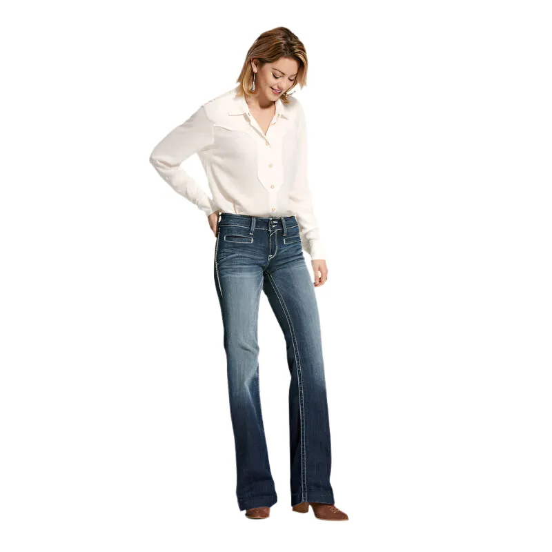 Women's Ariat Trouser Mid Rise Stretch Entwined Wide Leg Jean 10025302