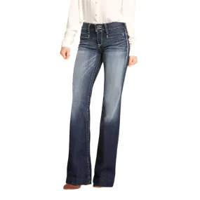 Women's Ariat Trouser Mid Rise Stretch Entwined Wide Leg Jean 10025302