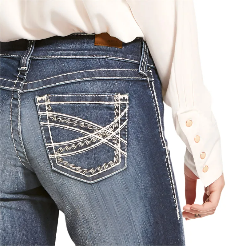 Women's Ariat Trouser Mid Rise Stretch Entwined Wide Leg Jean 10025302