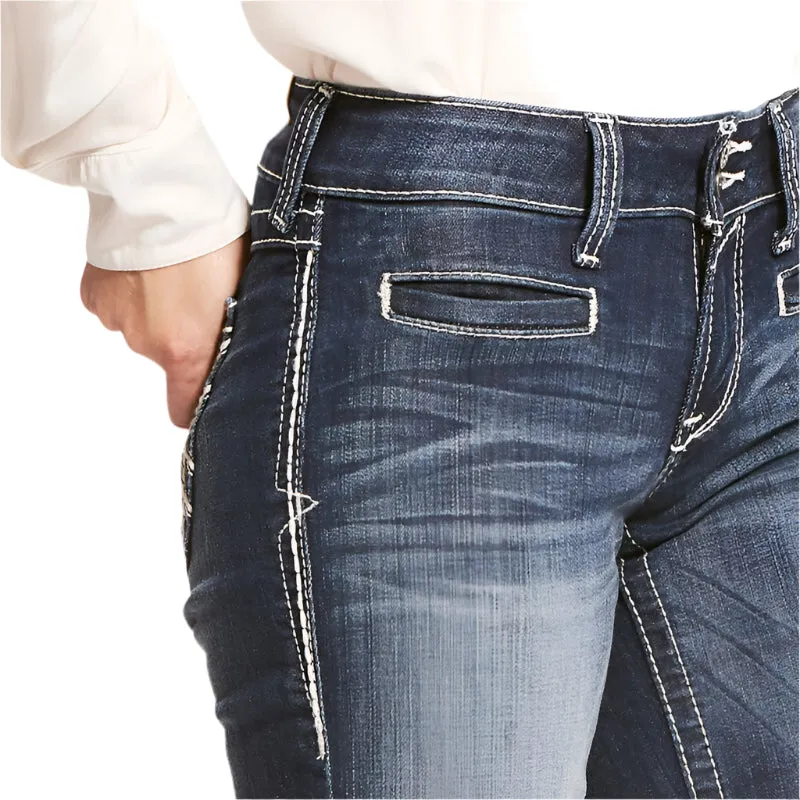 Women's Ariat Trouser Mid Rise Stretch Entwined Wide Leg Jean 10025302