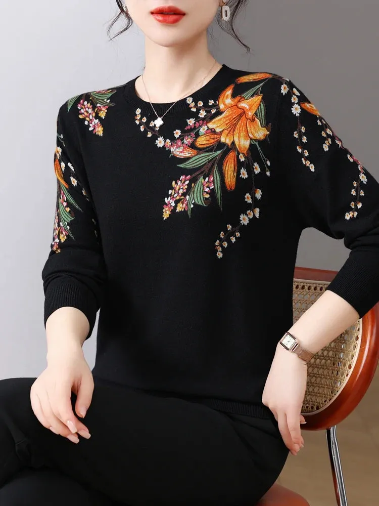 Women's Korean Fashion Slim Knitted Sweaters - Spring/Autumn Long Sleeve Pullover Tops