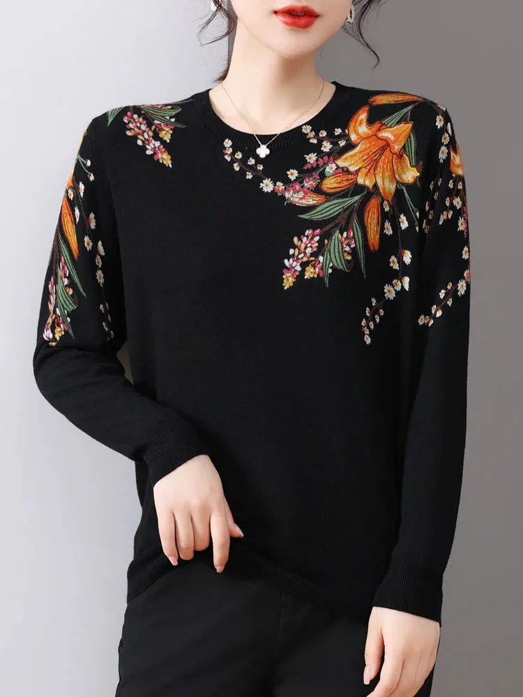 Women's Korean Fashion Slim Knitted Sweaters - Spring/Autumn Long Sleeve Pullover Tops