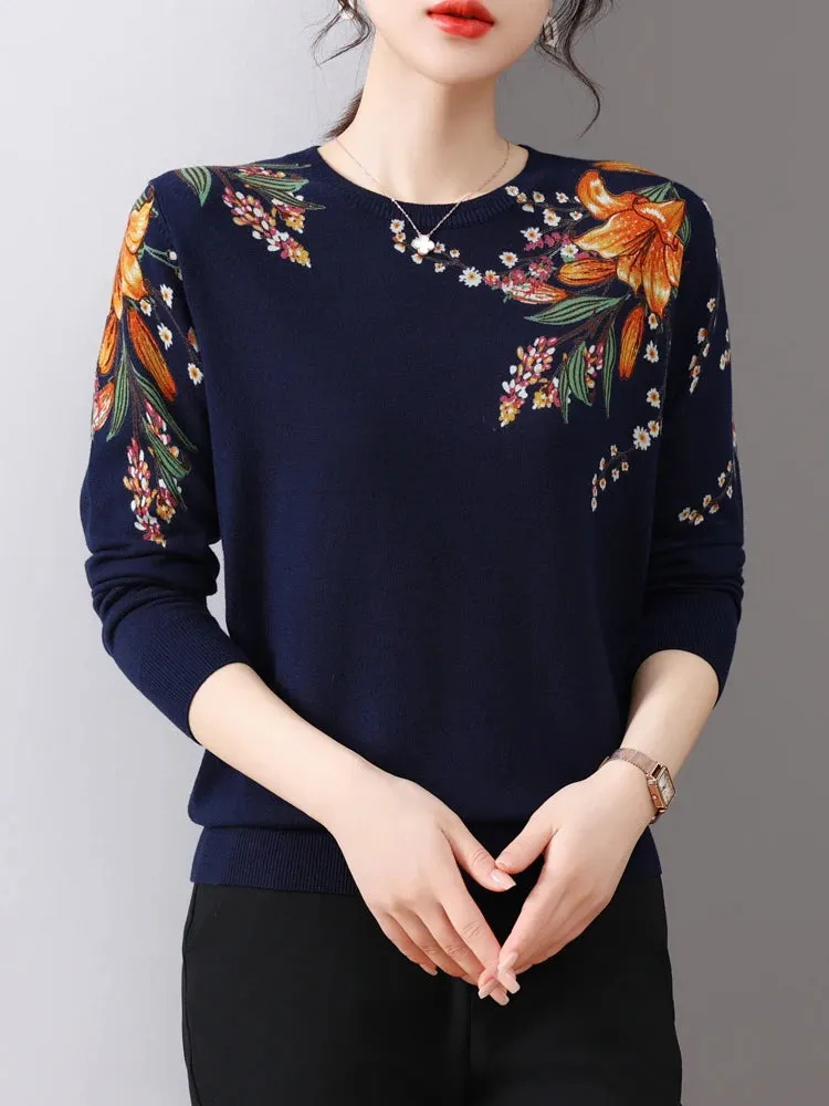 Women's Korean Fashion Slim Knitted Sweaters - Spring/Autumn Long Sleeve Pullover Tops