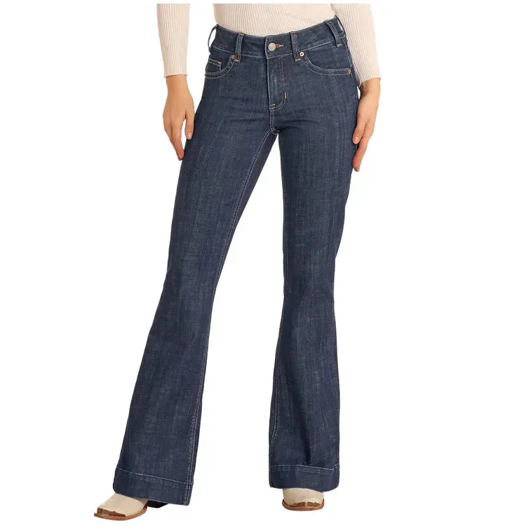 Women's Rock and Roll Mid Rise Boot Stitch Trousers BW5MD05329